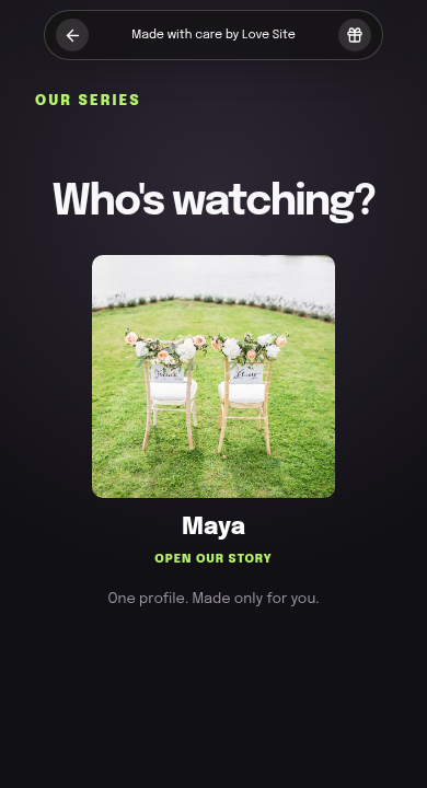 Our Series template story screen